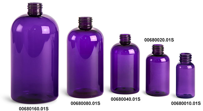 SKS Bottle Packaging Plastic Bottles Purple PET Boston Round