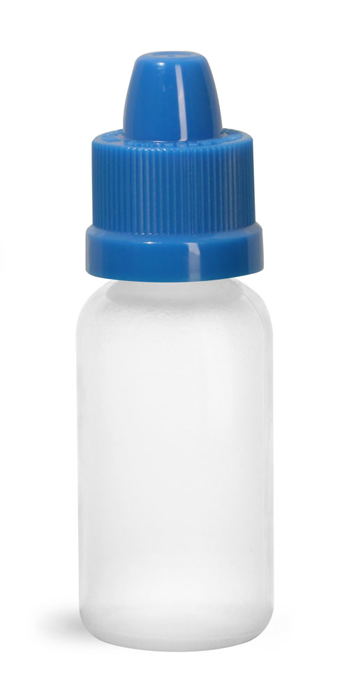 SKS Bottle & Packaging 1/2 oz w/ Blue Cap Plastic Bottles, Natural
