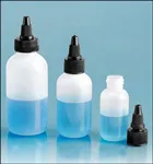 LDPE  Natural Boston Round Bottles w/ Black LDPE Twist Top Caps