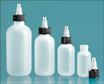 Natural LDPE Boston Round Bottles w/ Black/ Natural Twist Top Caps