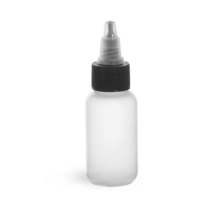 Plastic Bottles, Natural LDPE Boston Round Bottles w/ Black/Natural Induction Lined Twist Top Caps