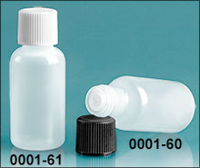 Plastic Bottles, Natural LDPE Boston Round Bottles w/ Caps and Orifice Reducers