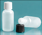 Natural LDPE Boston Round Bottles w/ Caps and Orifice Reducer