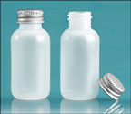 Plastic Bottles, Natural LDPE Boston Round Bottles w/ Silver Aluminum PE Lined Caps