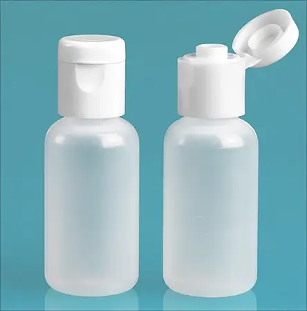 LDPE Natural Boston Round Bottles w/ Smooth White Snap Top Caps
