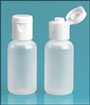 Plastic Bottles, Natural LDPE Boston Round Bottles w/ Smooth White Snap Top Caps