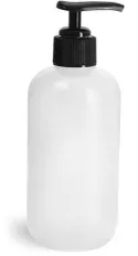 HDPE Natural Boston Round Bottles w/ Black Pumps