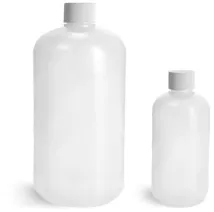 Natural Boston Round Bottles w/ White Lined Screw Caps