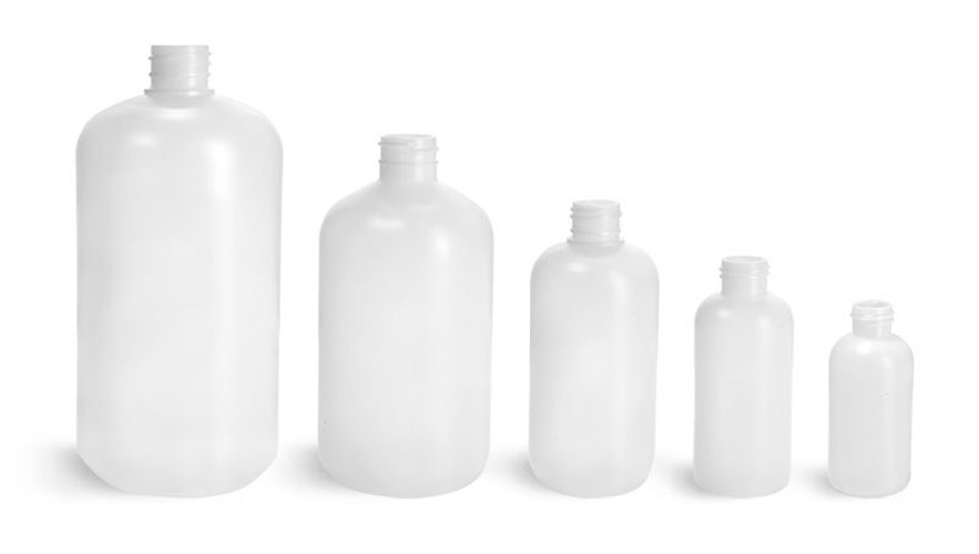 Natural HDPE Boston Round Bottles (Bulk), Caps NOT Included