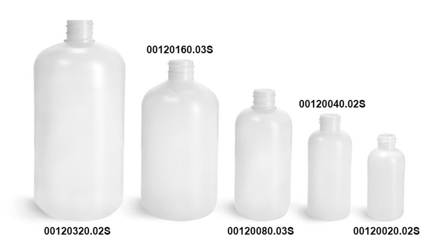 Natural HDPE Boston Round (Bulk), Caps NOT Included