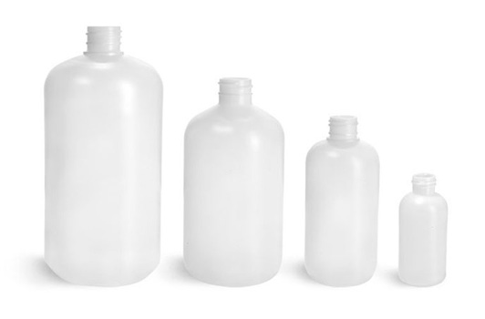 Natural HDPE Boston Round (Bulk), Caps NOT Included