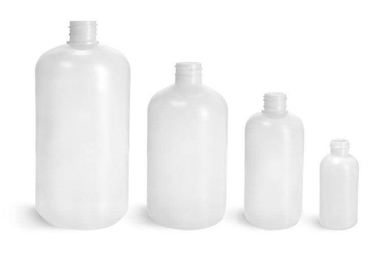 Natural HDPE Boston Round Bottles (Bulk), Caps NOT Included