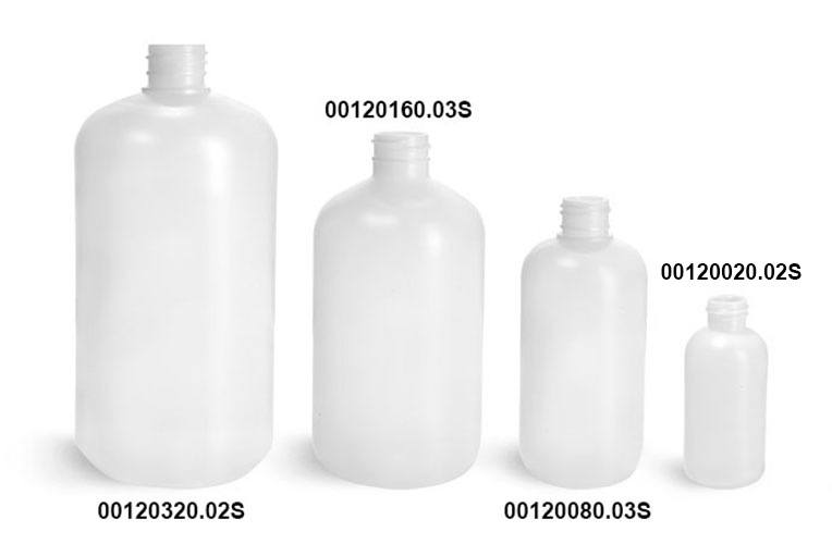 Natural HDPE Boston Round (Bulk), Caps NOT Included