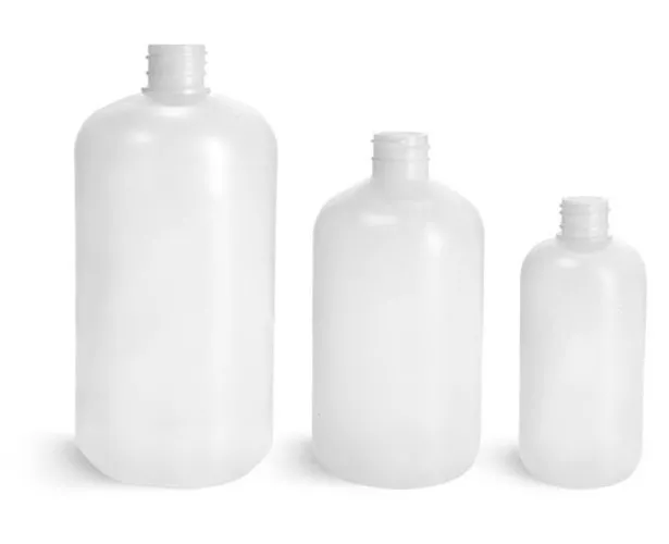 Natural HDPE Boston Round Bottles (Bulk), Caps NOT Included