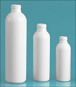 Plastic Bottles, White HDPE Cosmo Rounds (Bulk), Caps NOT Included