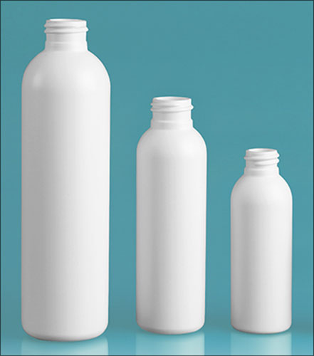 White HDPE Cosmo Round Bottles (Bulk), Caps NOT Included