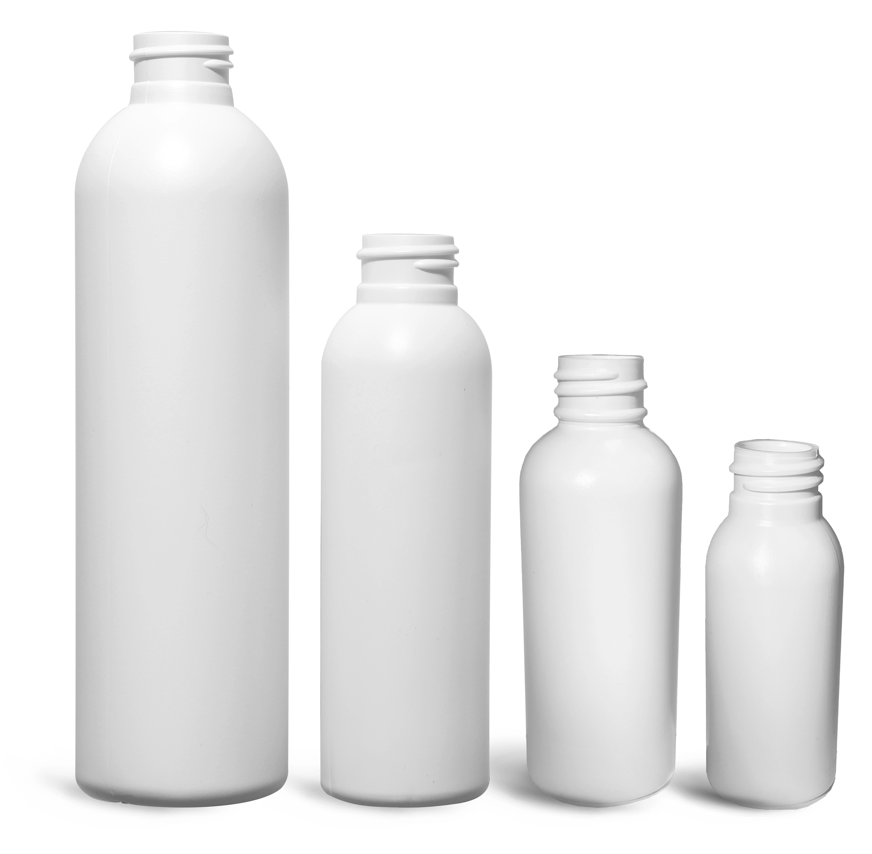 White HDPE Cosmo Round Bottles (Bulk), Caps NOT Included