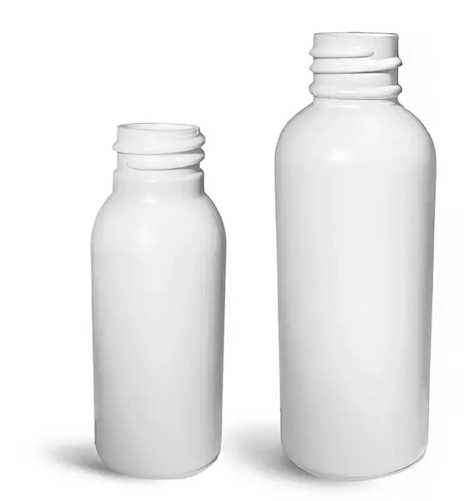 New 1 oz & 2 oz White HDPE Cosmo Round Bottles