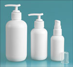 White HDPE Boston Rounds w/ White Lotion Pumps
