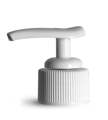 White HDPE Boston Round Bottles w/ White Lotion Pumps 