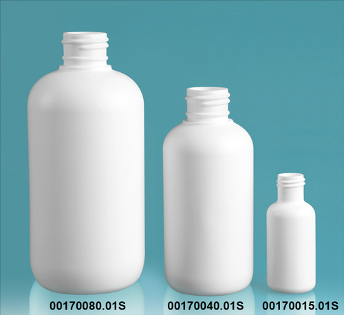 White HDPE Boston Rounds (Bulk), Caps NOT Included