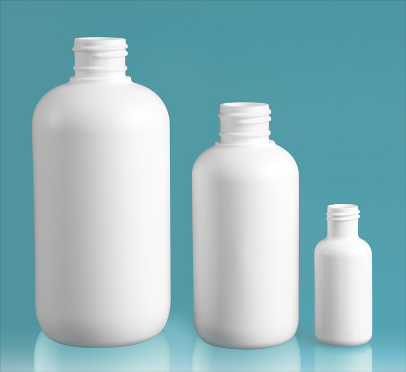 White HDPE Boston Rounds (Bulk), Caps NOT Included