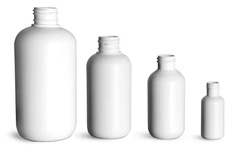 White HDPE Boston Round Bottles (Bulk), Caps NOT Included