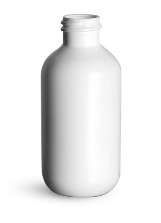 New 2 oz White HDPE Boston Round Bottles