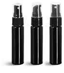 Black Slim Line Cylinder Bottles w/ Pumps or Sprayers