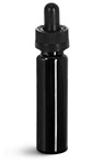 Black PET Slim Line Cylinders w/ Black Child Resistant Glass Bulb Droppers