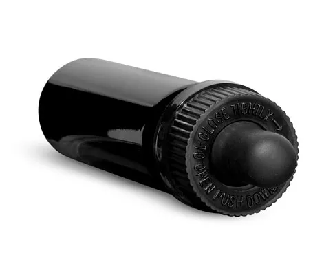 1 oz Plastic Bottles, Black PET Slim Line Cylinder Bottles w/ Black Child Resistant Glass Droppers