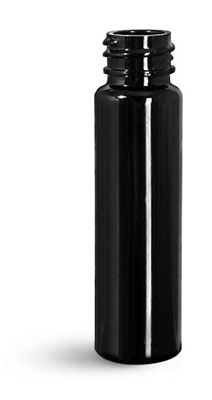 Plastic Bottles, Black PET Slim Line Cylinders
