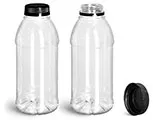 PET  Clear Beverage Bottles w/ Black Polypropylene Tamper Evident Caps