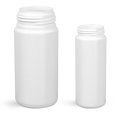 Plastic Bottles, White HDPE Cylinders (Bulk), Caps NOT Included