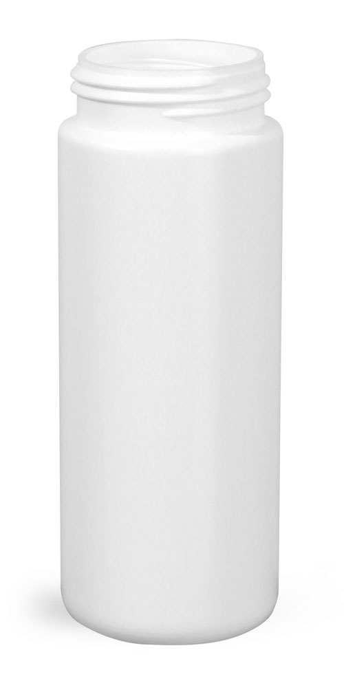 50 ml Plastic Bottles, White HDPE Cylinders (Bulk), Caps NOT Included