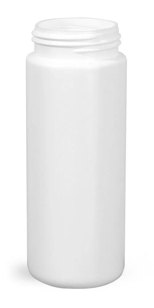 50 ml Plastic Bottles, White HDPE Cylinders (Bulk), Caps NOT Included