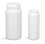 Plastic Bottles, White HDPE Cylinders (Bulk), Caps NOT Included