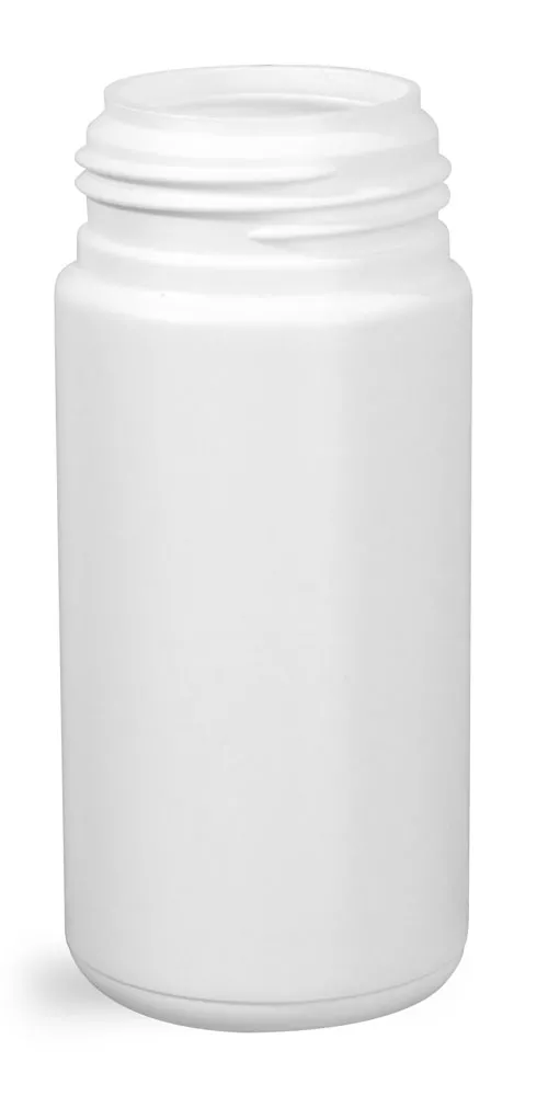 100 ml Plastic Bottles, White HDPE Cylinders (Bulk), Caps NOT Included