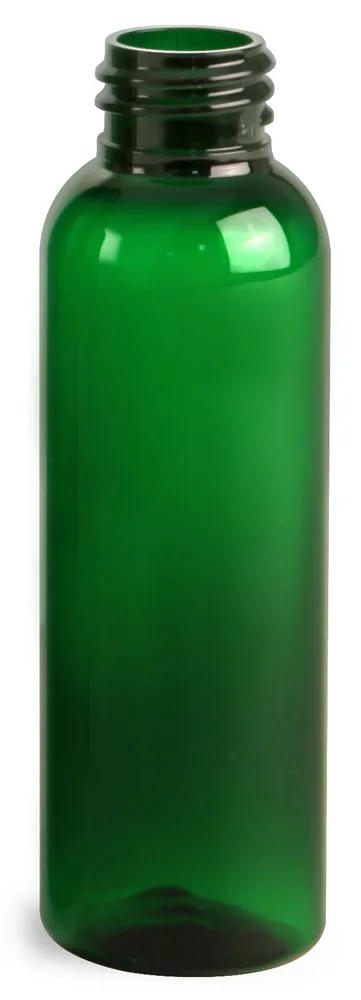 2 oz Green PET Cosmo Round Bottles (Bulk), Caps NOT Included
