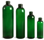 Green PET Cosmo Round Bottles (Bulk), Caps NOT Included