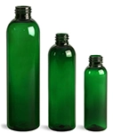 PET Plastic Bottles, Green Cosmo Round Bottles (Bulk), Caps NOT Included