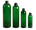 Green PET Cosmo Round Bottles (Bulk), Caps NOT Included