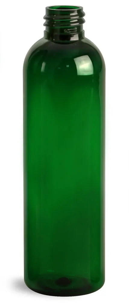 4 oz Green PET Cosmo Round Bottles (Bulk), Caps NOT Included