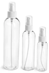 PET Clear Cosmo Round Bottles w/ White Fine Mist Sprayers