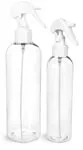 Clear PET Cosmo Round Bottles w/ White Mini Trigger Sprayers