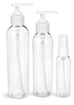 Clear PET Cosmo Round Bottles w/ White Pumps