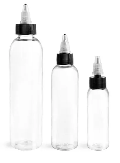 Clear PET Cosmo Rounds w/ Black/Natural Twist Top Caps