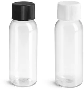 PET Clear Cosmo Round Amenity Bottles w/ Caps