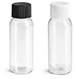 PET  Clear Cosmo Round Amenity Bottles w/ Caps
