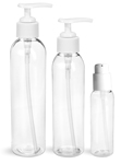 
Clear PET Cosmo Round Bottles w/ White Pumps